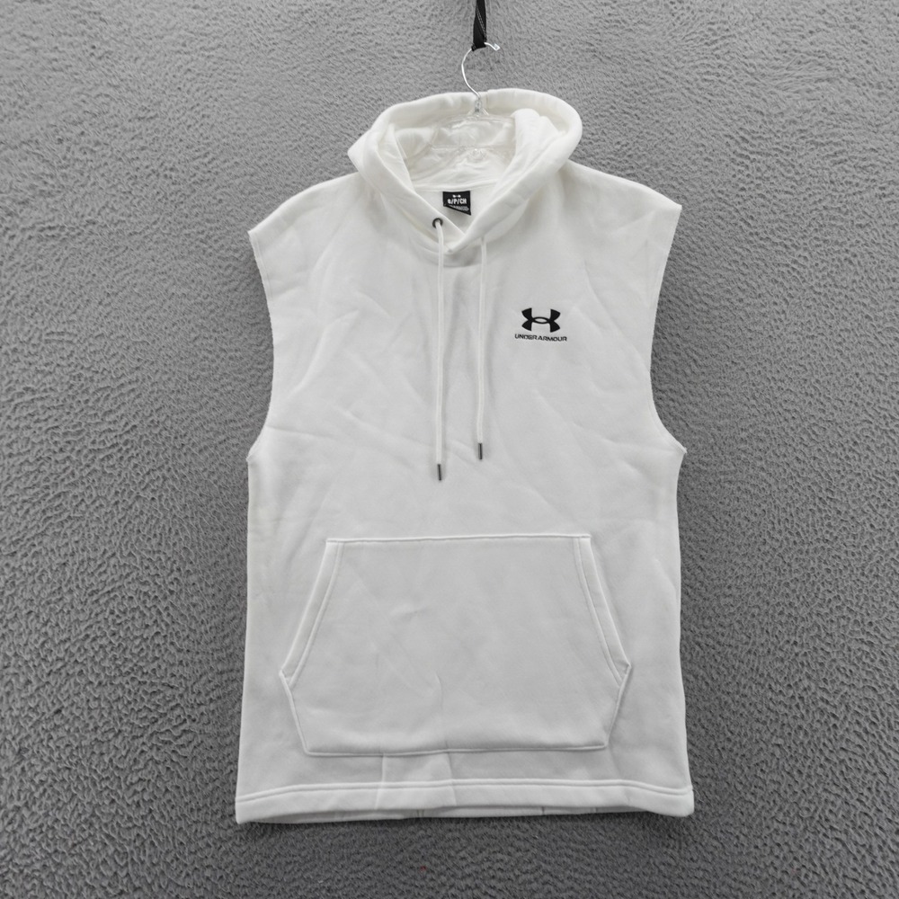 Under Armour Mens Sleeveless‎ Hoodie White Pullover Vest Small Loose Fit NEW
